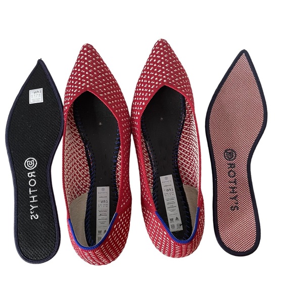 Rothy's Red and White Pointed Knit Flats - Picture 8 of 9